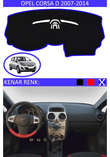 Opel Corsa D 2007-2014 Için Uygun Torpido Koruma Halısı Siyah Kenar Renk Mavi