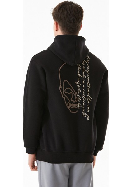 3 Iplik Yazı Baskılı Kapüşonlu Sweatshirt fırsatları