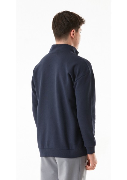 3 Iplik Renk Bloklu Yarım Fermuarlı Kanguru Cep Sweatshirt indirimleri