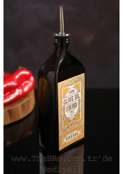 500ML Amber Renkli Premium Vintage Zeytinyağı Şişesi Parlak Metal Şişe Dökücülü modelleri