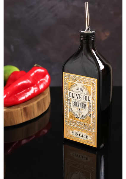 500ML Amber Renkli Premium Vintage Zeytinyağı Şişesi Parlak Metal Şişe Dökücülü fırsatları