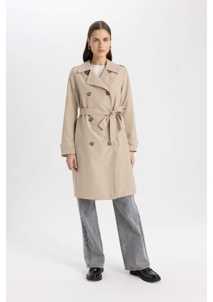 Su Geçirmez Mevsimlik Trençkot Kruvaze Yaka Düğmeli Cepli Kemerli Apoletli A0593AX25SP modelleri