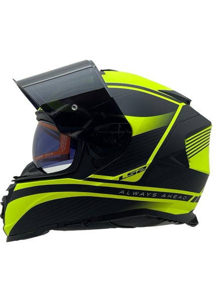 Storm 2 Dodger Neon Sarı Kapalı Motosiklet Kaskı Siyah Camlı
