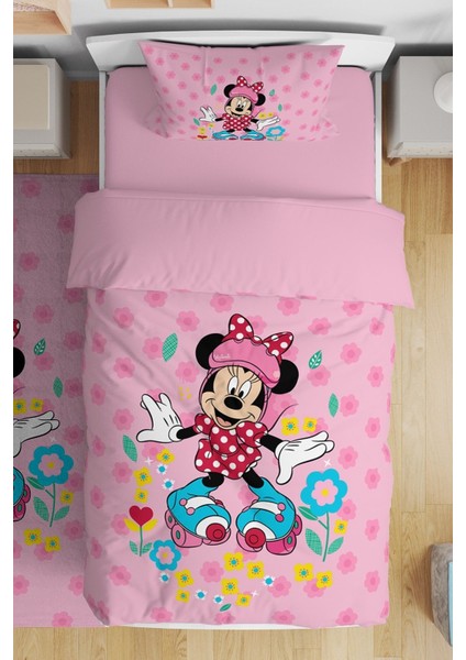 Patenci Minnie Desenli Tek Kişilik Bebek Çocuk Nevresim Seti