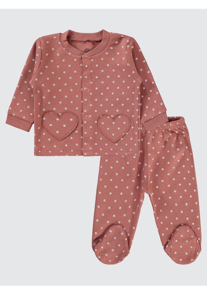 Kız Bebek Pijama Takımı 1-6 Ay Kiremit
