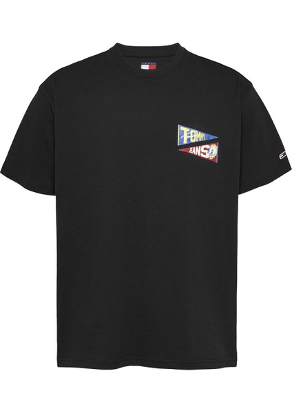 Bisiklet Yaka Siyah Erkek T-Shirt DM0DM20350BDS Tjm Rlx Unı Flag Tıgr