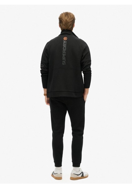 Dik Yaka Siyah Sweatshırt M2013742A02A_TECH Logo Loose Trackt modelleri