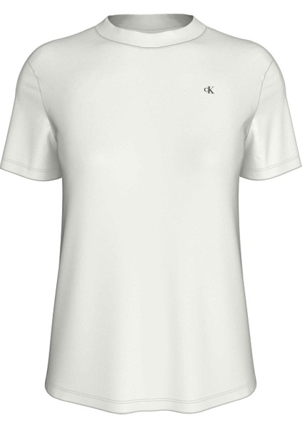 Bisiklet Yaka Düz Beyaz Kadın T-Shirt J20J224986YAF