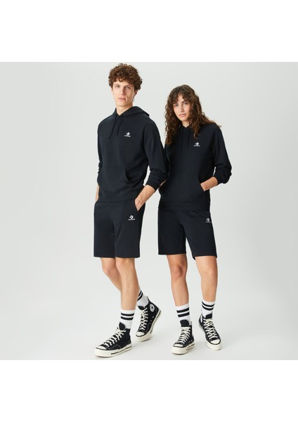 Go-To Embroidered Star Chevron Fleece Unisex Siyah Şort