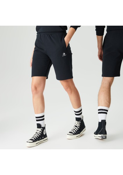 Go-To Embroidered Star Chevron Fleece Unisex Siyah Şort modelleri