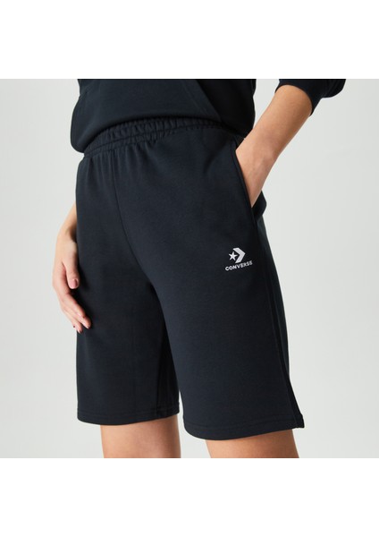 Go-To Embroidered Star Chevron Fleece Unisex Siyah Şort fırsatları