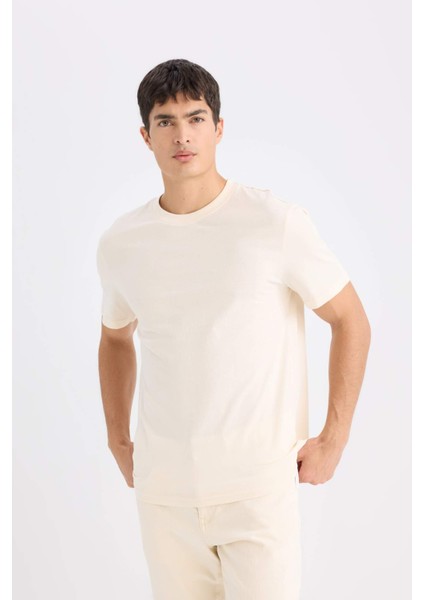 %100 Pamuk New Regular Fit Bisiklet Yaka Basic Düz Kısa Kollu Tişört V7699AZ25SP