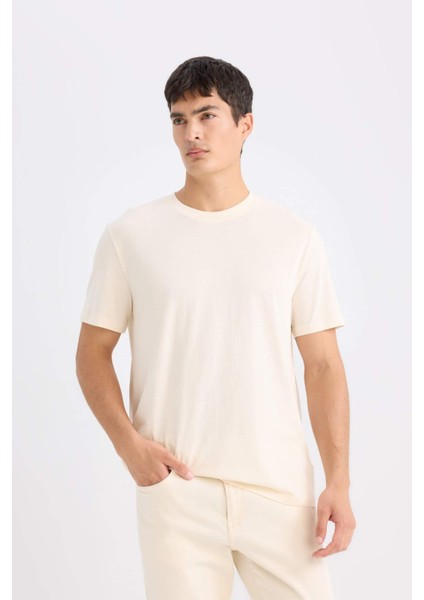 %100 Pamuk New Regular Fit Bisiklet Yaka Basic Düz Kısa Kollu Tişört V7699AZ25SP