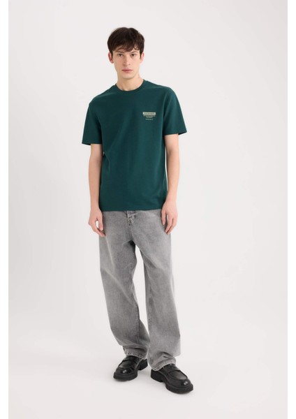 Regular Fit Bisiklet Yaka Baskılı Kısa Kollu Ağır Kumaş Tişört D5495AX25SP fiyatları