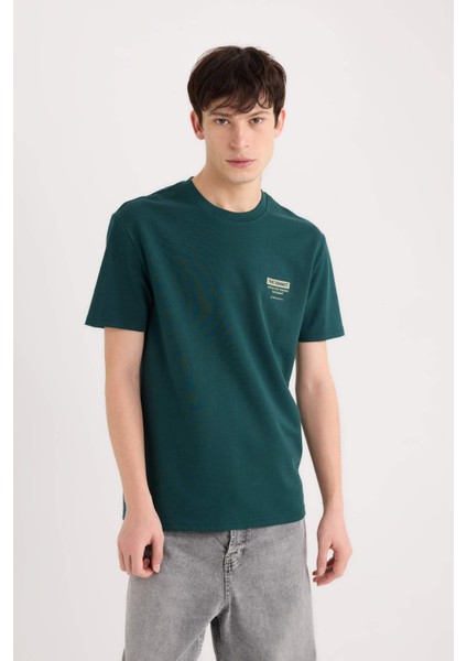 Regular Fit Bisiklet Yaka Baskılı Kısa Kollu Ağır Kumaş Tişört D5495AX25SP fırsatları