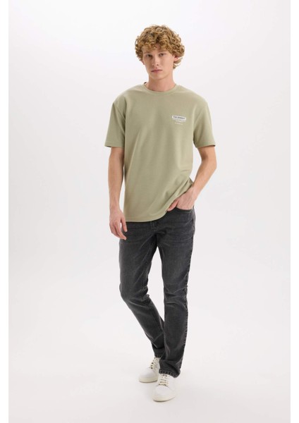 Regular Fit Bisiklet Yaka Baskılı Kısa Kollu Ağır Kumaş Tişört D5495AX25SP fiyatları