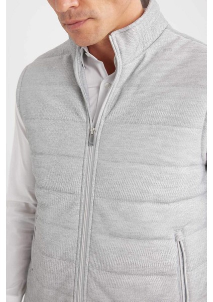Slim Fit Dar Kesim Dik Yaka Fermuarlı Yelek D7536AX25SP