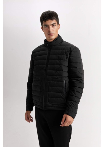 Slim Fit Dar Kesim Dik Yaka Fermuarlı Mont D7497AX25SP