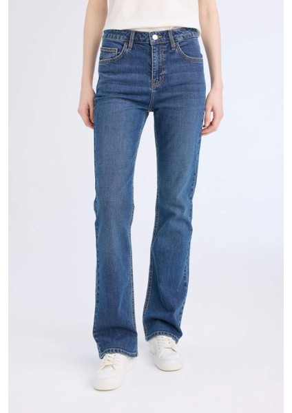 Yüksek Bel Geniş Paça Cepli Jean Pantolon D7971AX25SP