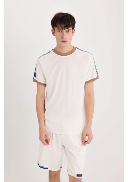 %100 Pamuk Regular Fit Bisiklet Yaka Kısa Kollu Pike Tişört C2563AX25SP