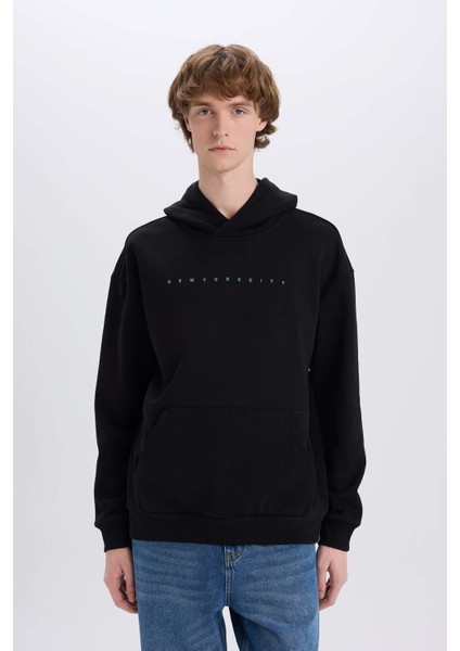 Boxy Fit Kapüşonlu Sırt Baskılı Sweatshirt D8021AX25SP