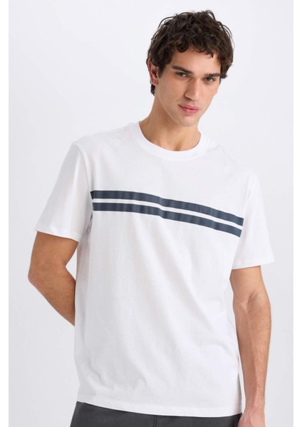 Regular Fit Bisiklet Yaka Pamuklu Kısa Kollu Tişört D7923AX25SP