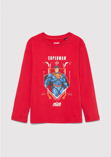 M6610239-70477 Erkek Çocuk Superman Baskılı Uzun Kol T-Shirt fiyatları