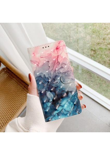 Xiaomi Redmi Için A4 5G Kılıf Pu Deri Cüzdan Telefon Kapağı 3D Desen Baskı-Pembe Mavi Mermer (Yurt Dışından) modelleri