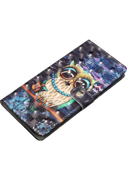 Xiaomi Redmi Note 14 Pro 5G Kılıf Pu Deri Cüzdan Telefon Kapağı 3D Desen Baskı-Baykuş (Yurt Dışından)