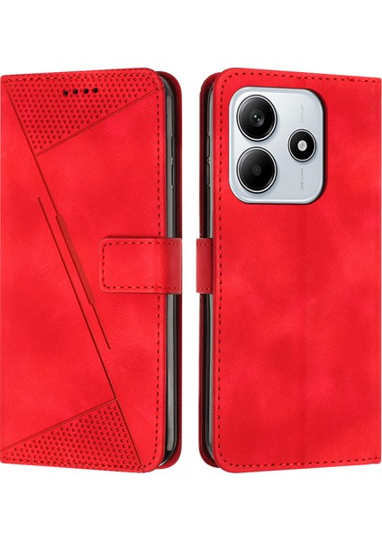 Xiaomi Redmi Note 14 5G Kılıf Çanta Baskılı Üçgen Deri Telefon Kapağı-Kırmızı (Yurt Dışından)