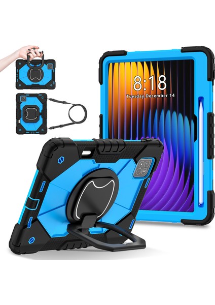 Xiaomi Pad 7 Pro - Pad 7 Kılıf Silikon+Pc Tablet Kılıfı-Siyah - Mavi (Yurt Dışından)