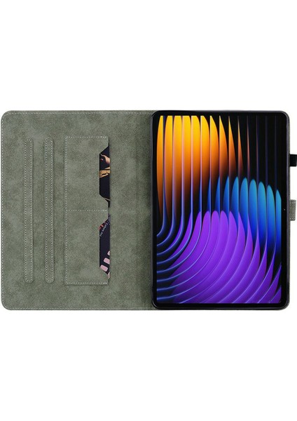 Xiaomi Pad 7 Pro - Pad 7 Kılıfları Için Kaplan Baskısı Çizilmez Pu Deri Tablet Kapağı-Kırmızı (Yurt Dışından)