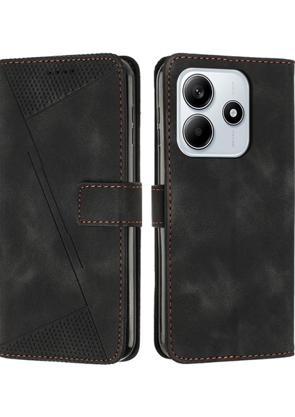 Xiaomi Redmi Note 14 5G Kılıf Çanta Baskılı Üçgen Deri Telefon Kapağı-Siyah (Yurt Dışından)