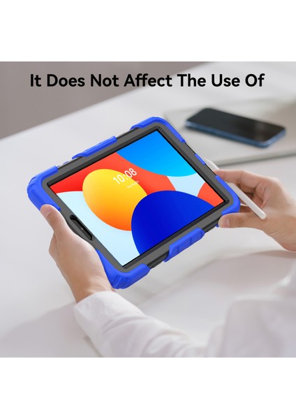 Xiaomi Redmi Pad Se 4G 8.7 Inç Kılıf El Kayışı Pc + Silikon Tablet Kapak Pet Ekran Koruyucu Ile-Koyu Mavi (Yurt Dışından)