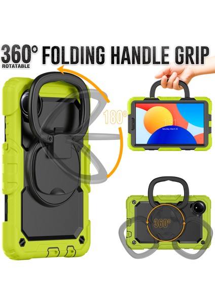 Xiaomi Redmi Pad Se 4G 8.7 Inç Pc+Silikon Tablet Kılıfı, Omuz Askılı-Sarıyeşil (Yurt Dışından) indirimleri