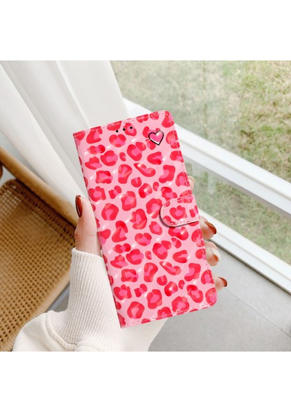 Xiaomi Redmi Için A4 5G Kılıf Pu Deri Cüzdan Telefon Kapağı 3D Desen Baskı-Pembe Leopar Baskı (Yurt Dışından) modelleri