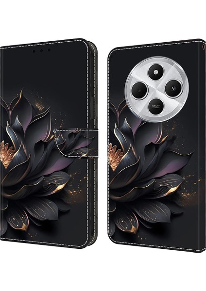 Telefon Kılıfı Xiaomi Redmi Için 14C 4G-14R 5G-Poco C75 4G Manyetik Toka 3D Desen Deri Cüzdan Telefon Kapağı-Mor Lotus (Yurt Dışından)