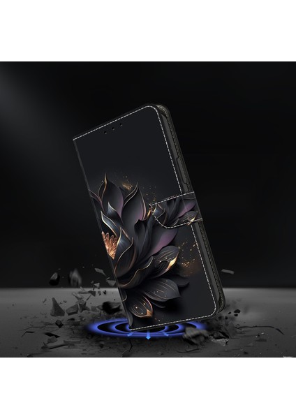Telefon Kılıfı Xiaomi Redmi Için 14C 4G-14R 5G-Poco C75 4G Manyetik Toka 3D Desen Deri Cüzdan Telefon Kapağı-Mor Lotus (Yurt Dışından)