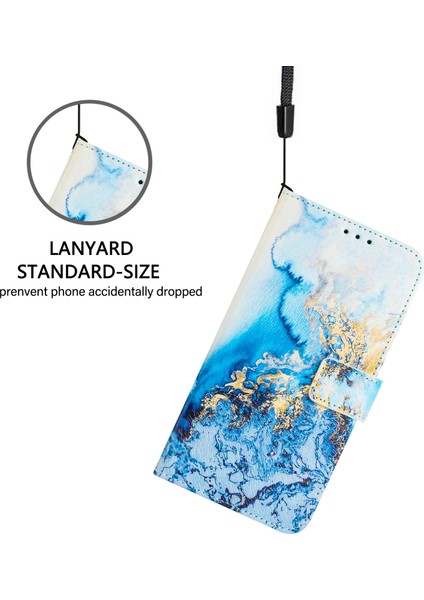 Xiaomi 14T Pro Kılıf Desen Baskı Cüzdan Telefon Kılıfı Askı-Okyanus Mermeri Için (Yurt Dışından) fırsatları