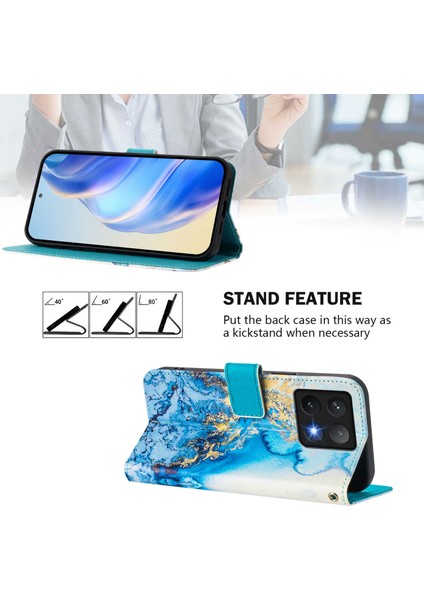 Xiaomi 14T Pro Kılıf Desen Baskı Cüzdan Telefon Kılıfı Askı-Okyanus Mermeri Için (Yurt Dışından) indirimleri