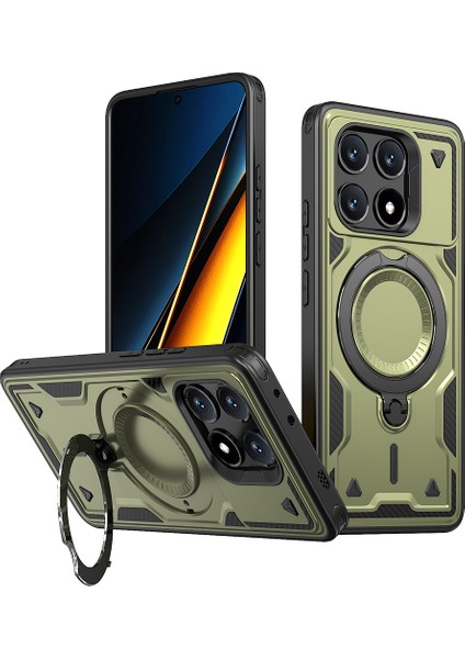 Xiaomi Poco X6 Pro 5G-Redmi K70E 5G Kılıf Magsafe Askeri Koruma Pc + Tpu Telefon Kapağı İle Uyumlu-Zeytin Yeşili (Yurt Dışından)