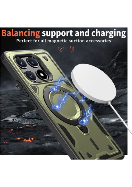 Xiaomi Poco X6 Pro 5G-Redmi K70E 5G Kılıf Magsafe Askeri Koruma Pc + Tpu Telefon Kapağı İle Uyumlu-Zeytin Yeşili (Yurt Dışından) modelleri