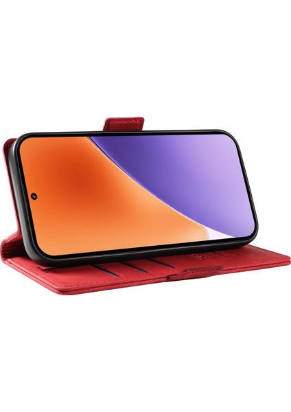 Xiaomi 15 Kılıf Için Pu Deri Cüzdan Telefon Kapağı Cilt Dokunmatik Duygu-Kırmızı (Yurt Dışından) modelleri
