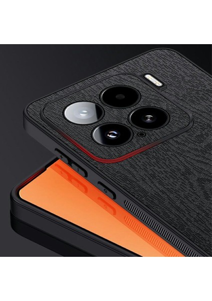 Xiaomi 15 Kılıf Ahşap Doku Pu Deri Kaplamalı Pc+Tpu Telefon Kapağı-Siyah (Yurt Dışından) modelleri