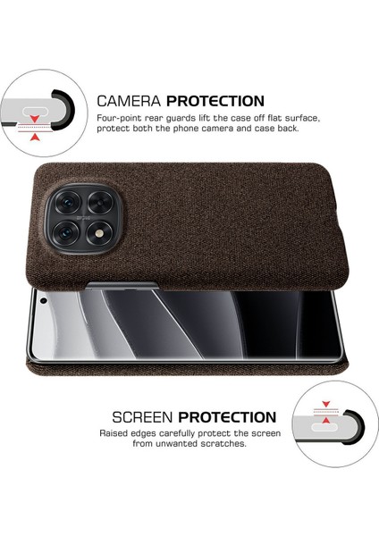 Xiaomi Redmi Için Not 14 Pro 5G Telefon Kılıfı Kumaş Dokusu Çizilmez Koruyucu Pc Arka Kapak-Kahverengi (Yurt Dışından)