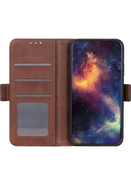 Xiaomi Redmi Note 14 Pro 5G Kılıf Sığır Derisi Doku Pu Deri Telefon Kapağı-Kahverengi Için (Yurt Dışından)