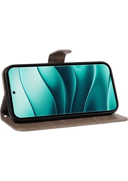 Xiaomi Redmi Note 14 Pro 5G-14 Pro+ 5G Kılıf Desenli Deri Cüzdan Kapaklı Telefon Kapağı-Gri (Yurt Dışından) modelleri