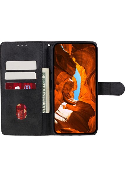 Xiaomi Poco C75 4G-Redmi 14R 5G-14C 4G Kılıf Pu Deri Cüzdan Koruyucu Telefon Kapağı Buzağı Doku-Siyah (Yurt Dışından)