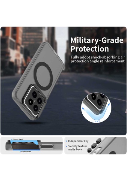 Xiaomi 14 Kılıf için MagSafe PC+TPU+PET Anti-Drop Telefon Kapağı ile Uyumlu-Siyah (Yurt Dışından)