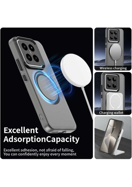 Xiaomi 14 Kılıf için MagSafe PC+TPU+PET Anti-Drop Telefon Kapağı ile Uyumlu-Siyah (Yurt Dışından)